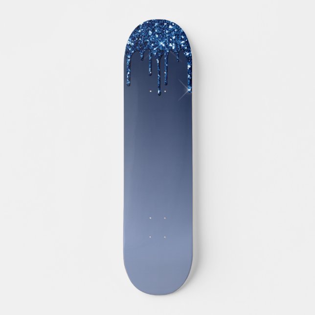 Skateboard Purpurina de goteo azul (Anverso )