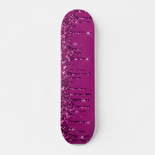 Skateboard Purpurina de goteo rosado oscuro