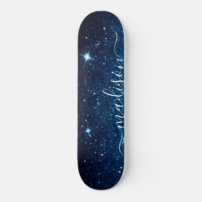Skateboard Purpurina de la aguja azul de la marina personaliz (Anverso)