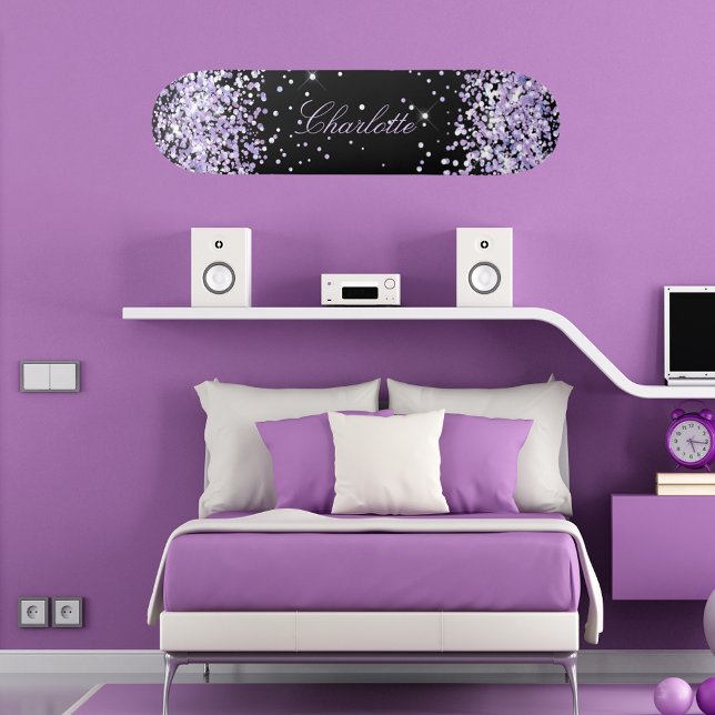 Skateboard Purpurina de lavanda violeta negro nombre de polvo (Subido por el creador)
