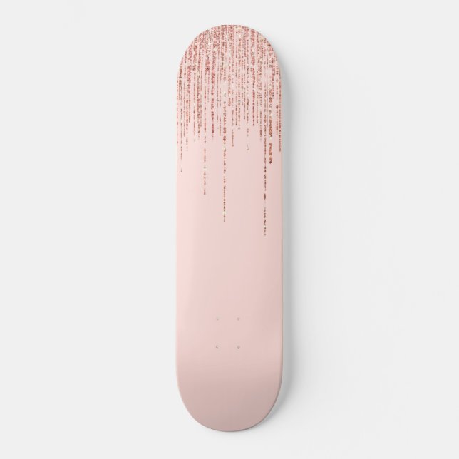 Skateboard Purpurina de lujo Rosa Gold Sparkly (Anverso)