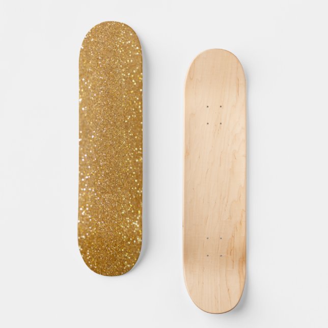 Skateboard Purpurina de oro elegante (Anverso)