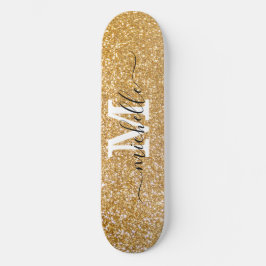 Skateboard Purpurina de oro elegante monogramado personalizad