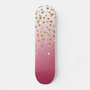 Skateboard Purpurina de oro negro moderno bonito confetti