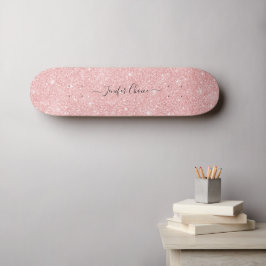 Skateboard Purpurina de piedra rosa Nombre personalizado Skat