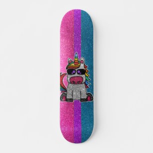 Skateboard Purpurina del orgullo bisexual Rainbow Unicorn