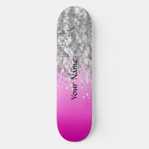 Skateboard Purpurina falso y rosa caliente