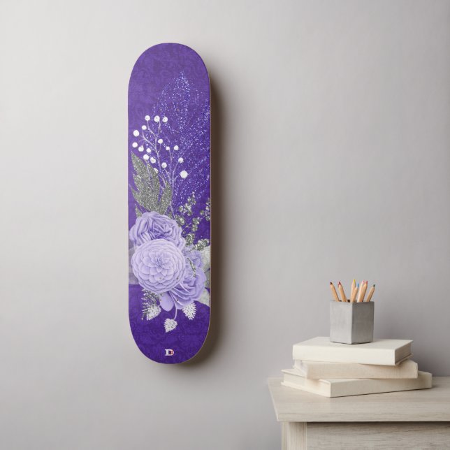 Skateboard Purpurina Feathers y Rosas púrpura Dd Brand (Arte de la pared)