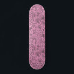 Skateboard Purpurina Glam Monogram de sketch de Boho Girly Ro<br><div class="desc">La moderna moda femenina de boho se burla del purpurina rosa con un patrón esbozado. Monograma con tu nombre. Mira la vista horizontal y mira en la sección rosa inferior derecha para ver tu nombre. Diseño divertido de color negro y rosa. Perfecto para pasear por la calle.</div>