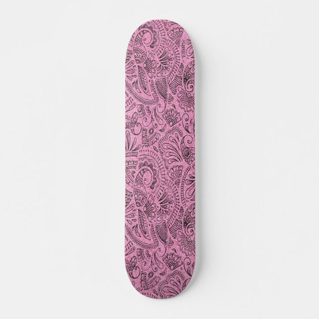 Skateboard Purpurina Glam Monogram de sketch de Boho Girly Ro (Anverso )
