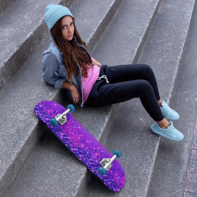 Skateboard Purpurina gotea rosa morado (Subido por el creador)