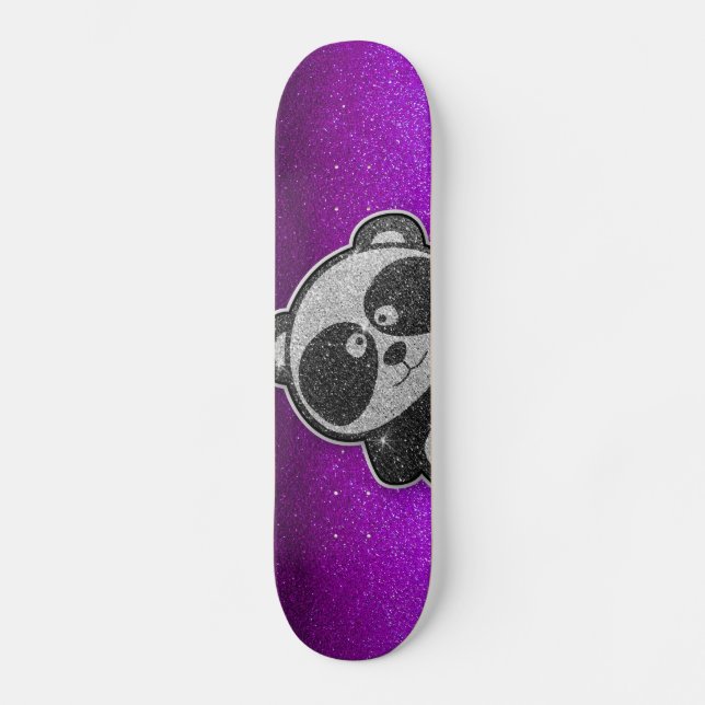 Skateboard Purpurina morado Sparkly Black Panda Sparkle (Anverso)