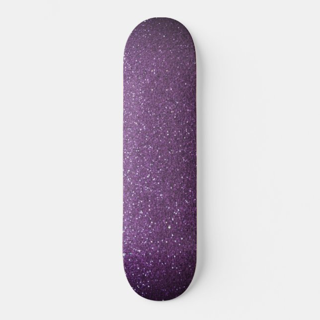Skateboard Purpurina negro morado moderno simple urbano (Anverso)