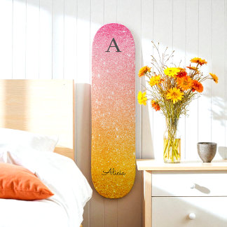Skateboard Purpurina Ombre Amarillo Rosa 