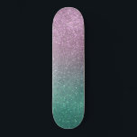 Skateboard Purpurina Ombre De Parking Verde Rosa De Sirena<br><div class="desc">Esta elegante moda es perfecta para la chica de moda. Muestra un degradado oscuro rosa de sirena finamente impresa en color rosa y verde purpurina. Es una niña, bonito, glamurosa, linda y fresca. ***NOTA DE DISEÑO IMPORTANTE: Para cualquier solicitud de diseño personalizado, como solicitudes de productos coincidentes, cambios de color,...</div>