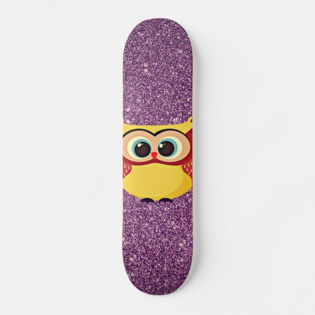 Skateboard Purpurina Owl (Anverso)