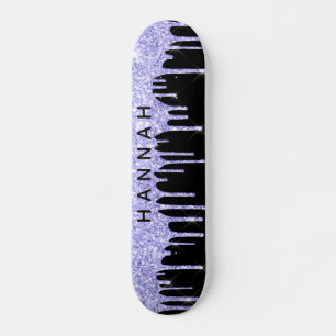 Skateboard Purpurina Perforaciones púrpura Negro Personalizad