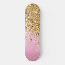 Skateboard Purpurina rosa dorado #1