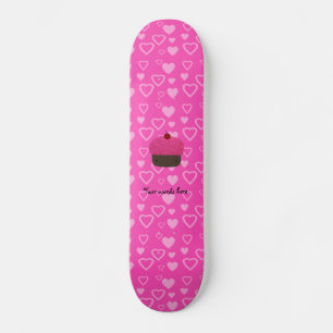Skateboard Purpurina rosa quequito corazones rosados
