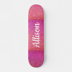 Skateboard Purpurina rosa Sparkle Girly personalizado