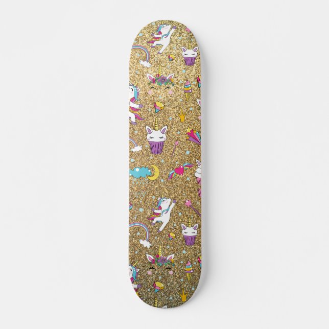 Skateboard Purpurina unicornio (Anverso )