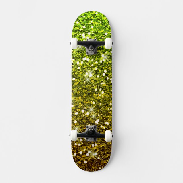Skateboard Purpurinas de oro verde brillante (Anverso)