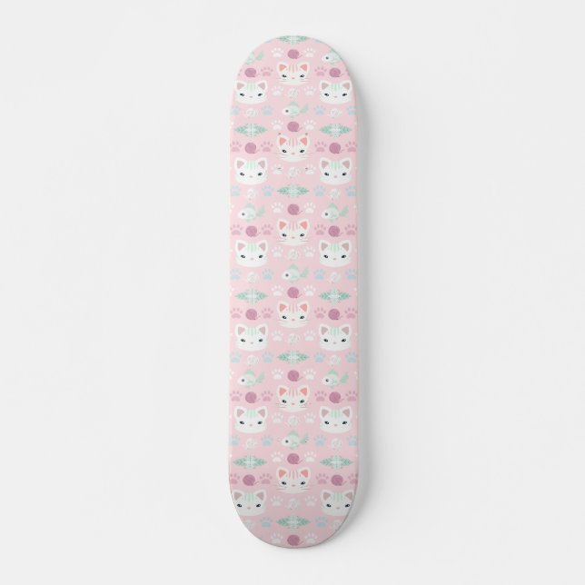 Skateboard ¿Qué es Cool, Kitty Cat en Rosa y Menta (Anverso )