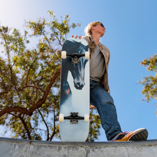 Skateboard  Racing Black Horse Portrait Minimalist (Exterior 1)