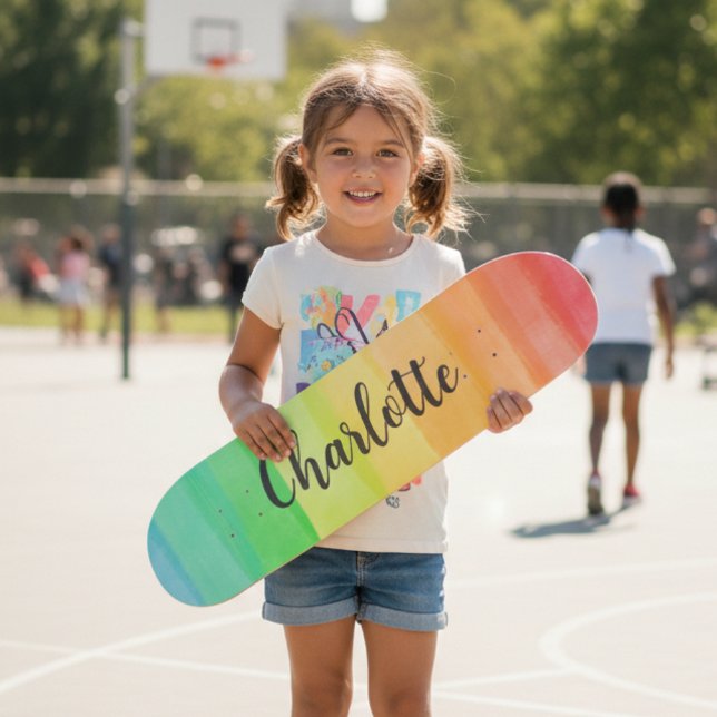 Skateboard Rainbow Stripes Custom Personalized Name (Subido por el creador)