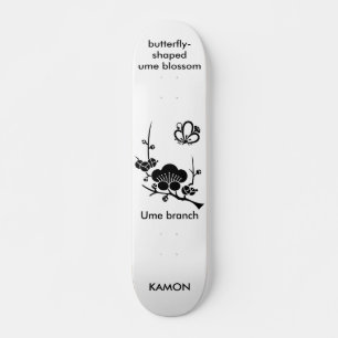 Skateboard Rama de ume y flor de ume con forma de mariposa so