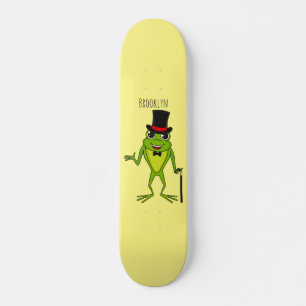 Skateboard Rana divertida con personalizado de sombrero super