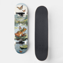 Rana En Una Hoja De Nenúfar Con Mariposas