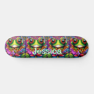 Skateboard Rana Hormigón Abstracto Floral Ranas Personalizada