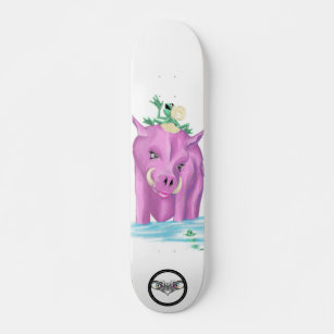 Skateboard Rana verde cabalgando cerdo rosa