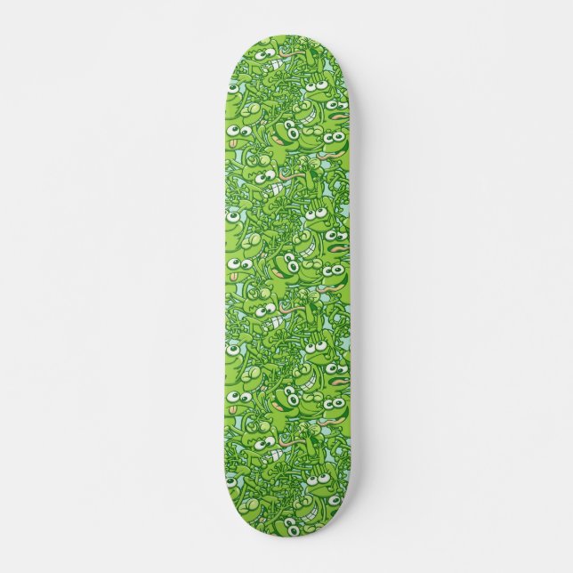 Skateboard Ranas verdes divertidas enredadas en un modelo (Anverso )