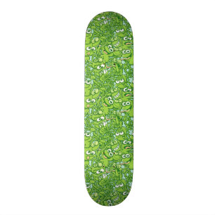 Skateboard Ranas verdes divertidas enredadas en un modelo