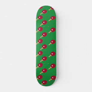 Skateboard Raqueta de tenis de mesa y bola en verde