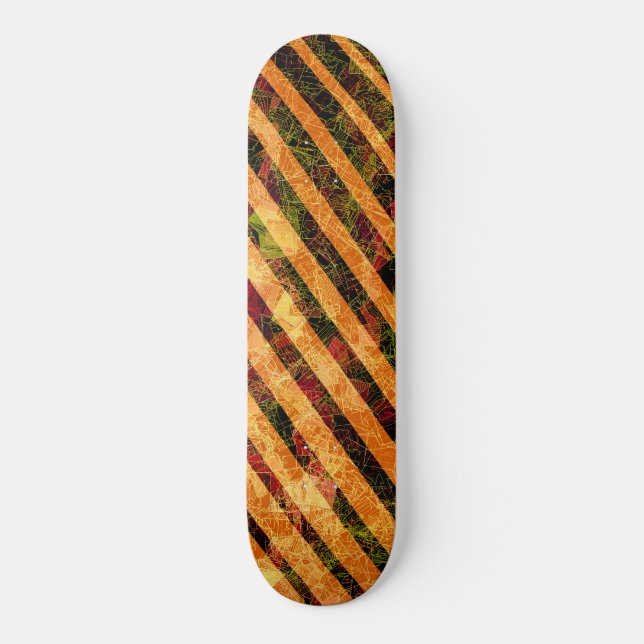 Skateboard Raras rayas naranjas y pequeños cuadrados raspados (Anverso)