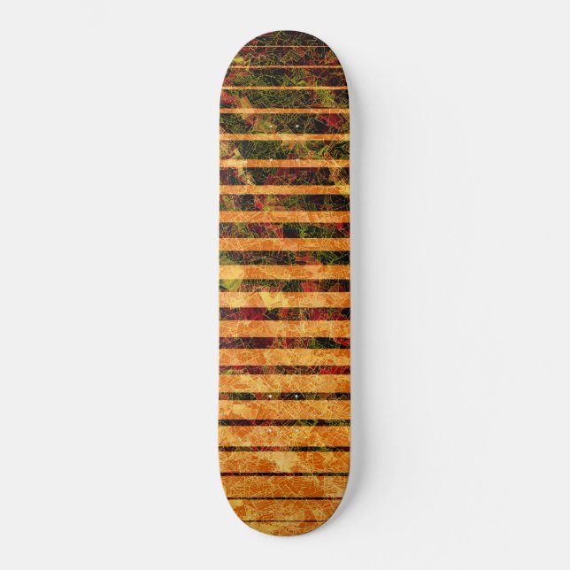 Skateboard Raras rayas naranjas y pequeños cuadrados raspados (Anverso)