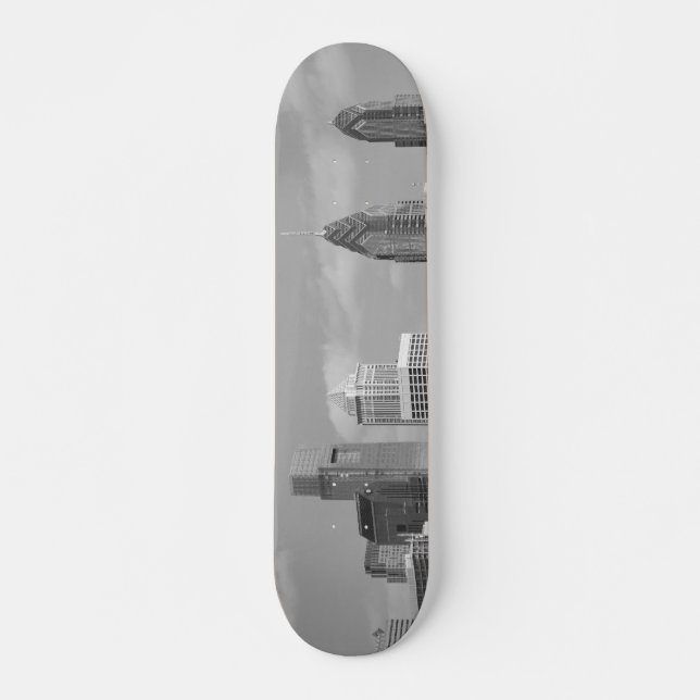 Skateboard Rascacielos Philadelphia en blanco y negro (Anverso )