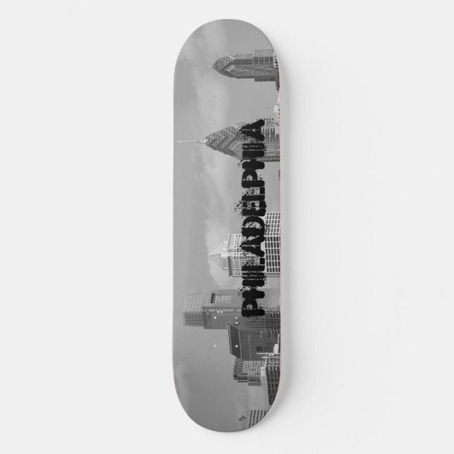 Skateboard Rascacielos Philadelphia en blanco y negro (Anverso)