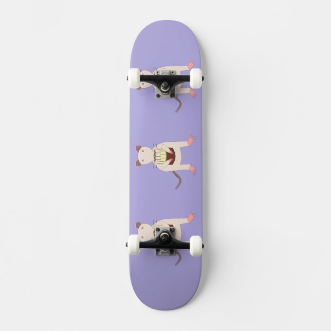 Skateboard Rata siamesa con pastel de cumpleaños (Anverso)
