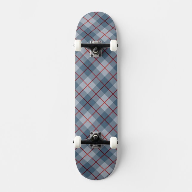 Skateboard Raya Azul-Roja de la tela escocesa diagonal (Anverso)