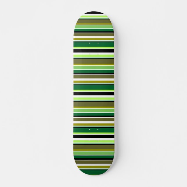 Skateboard Rayas blancas de color verde suave (Anverso )