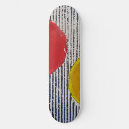 Skateboard Rayas blancas negras de sol amarillo rojo