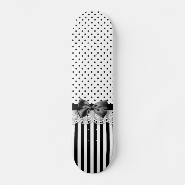Skateboard Rayas blancos y negros del Victorian con el arco (Anverso)