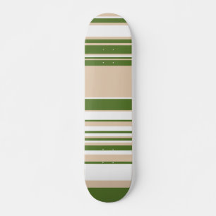 Skateboard Rayas complejas: verde blanco, arena y pálido