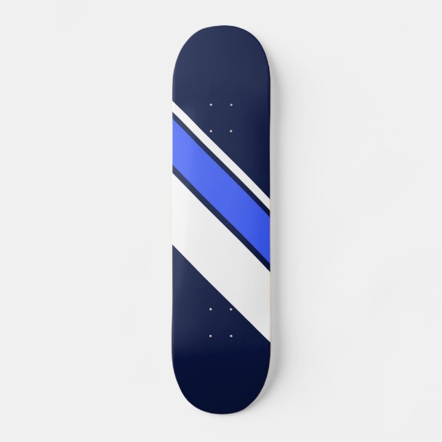 Skateboard Rayas de Carreras azul blanco Vivid en la Marina (Anverso)