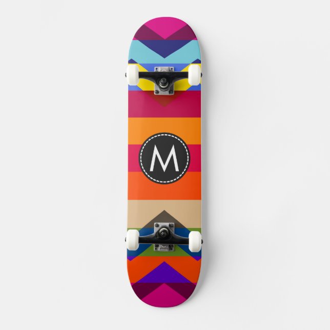 Skateboard Rayas de Chevron Chic de Moda Patrón #2 (Anverso)