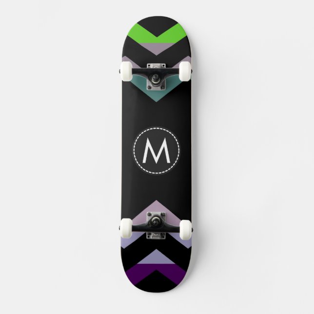 Skateboard Rayas de Chevron Chic de Moda Patrón #7 (Anverso)